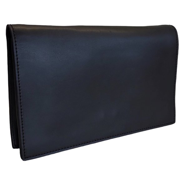 DANIER Black Leather Clutch Handbag Gold Studs - EUC - Picture 2 of 8